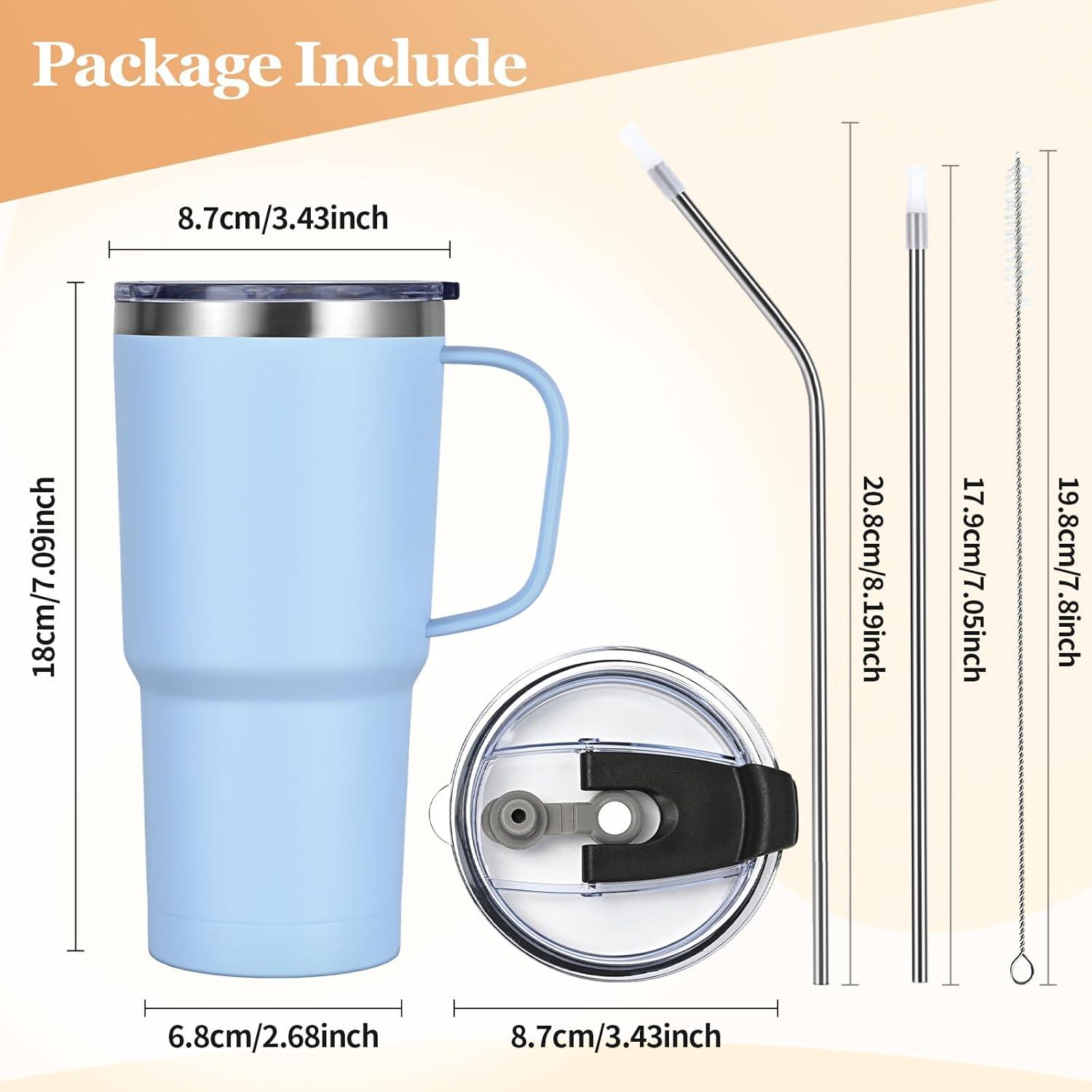 Livole 600ml Thermobecher mit Henkel, Vakuum Kaffeebecher Thermo, Edelstahl