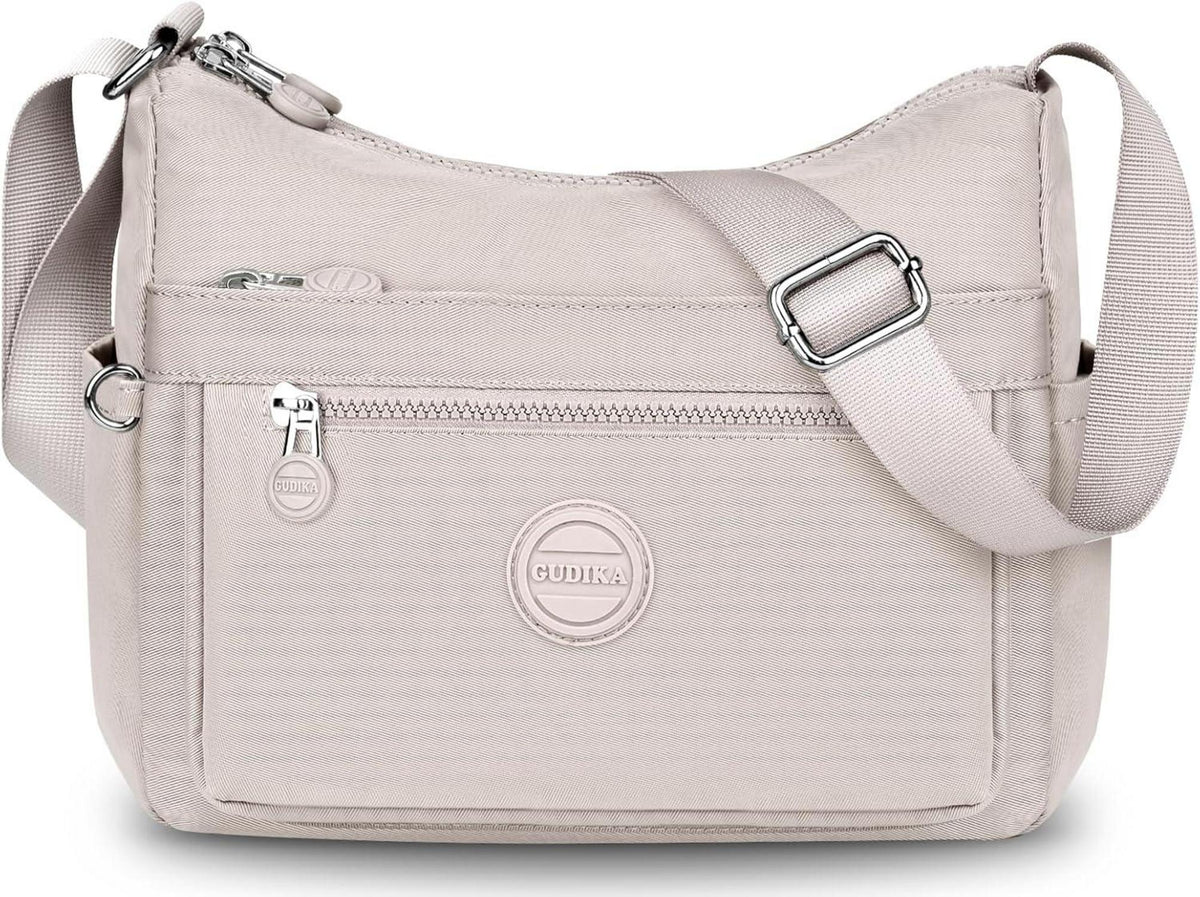Umhängetasche Damen Nylon Crossbody Bag Wasserdicht Beige