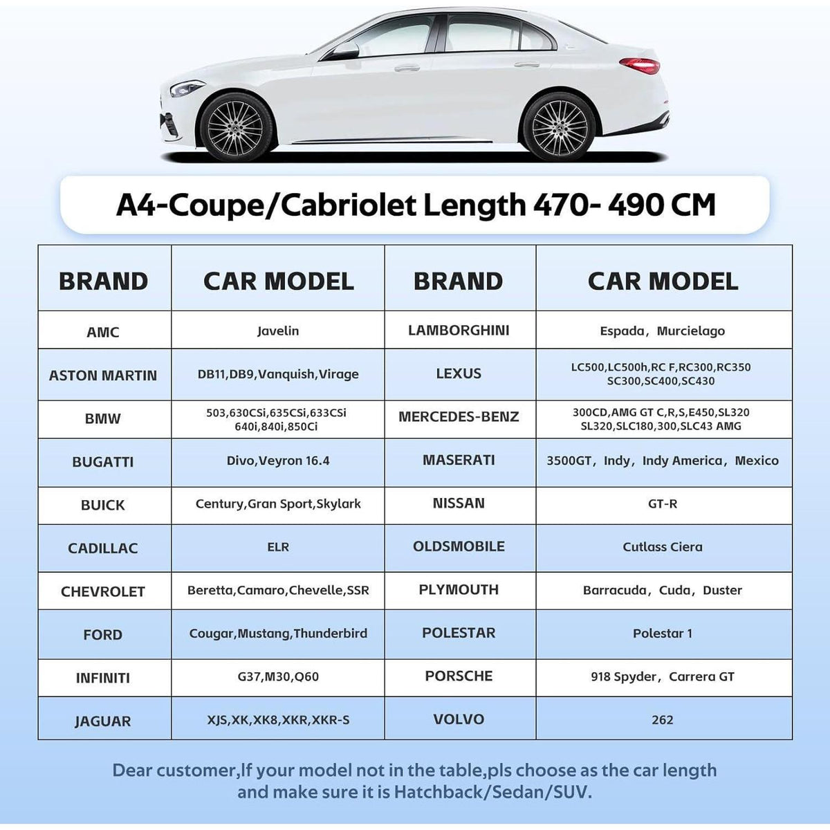 Wasserdichte Autoabdeckung A4 (470-490cm) für Camaro, Fusion & mehr