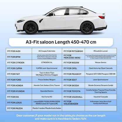 Wasserdichte Autoabdeckung für Limousine (450-470cm) – Schutz vor Wetter & UV
