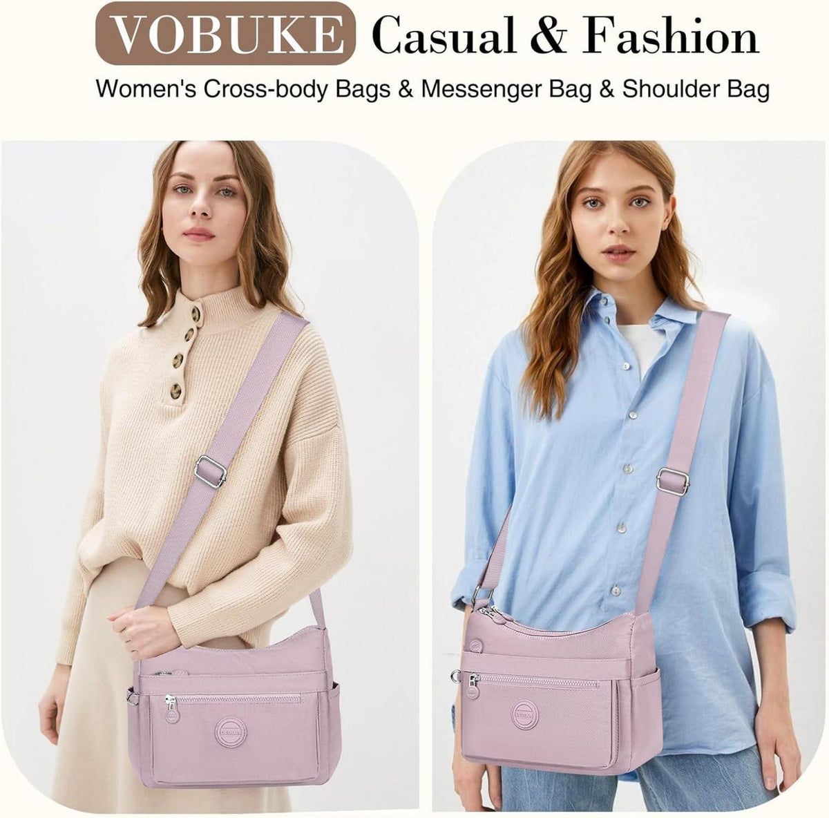 Umhängetasche Damen Wasserdicht Nylon Crossbody Bag Mittelgroß 10