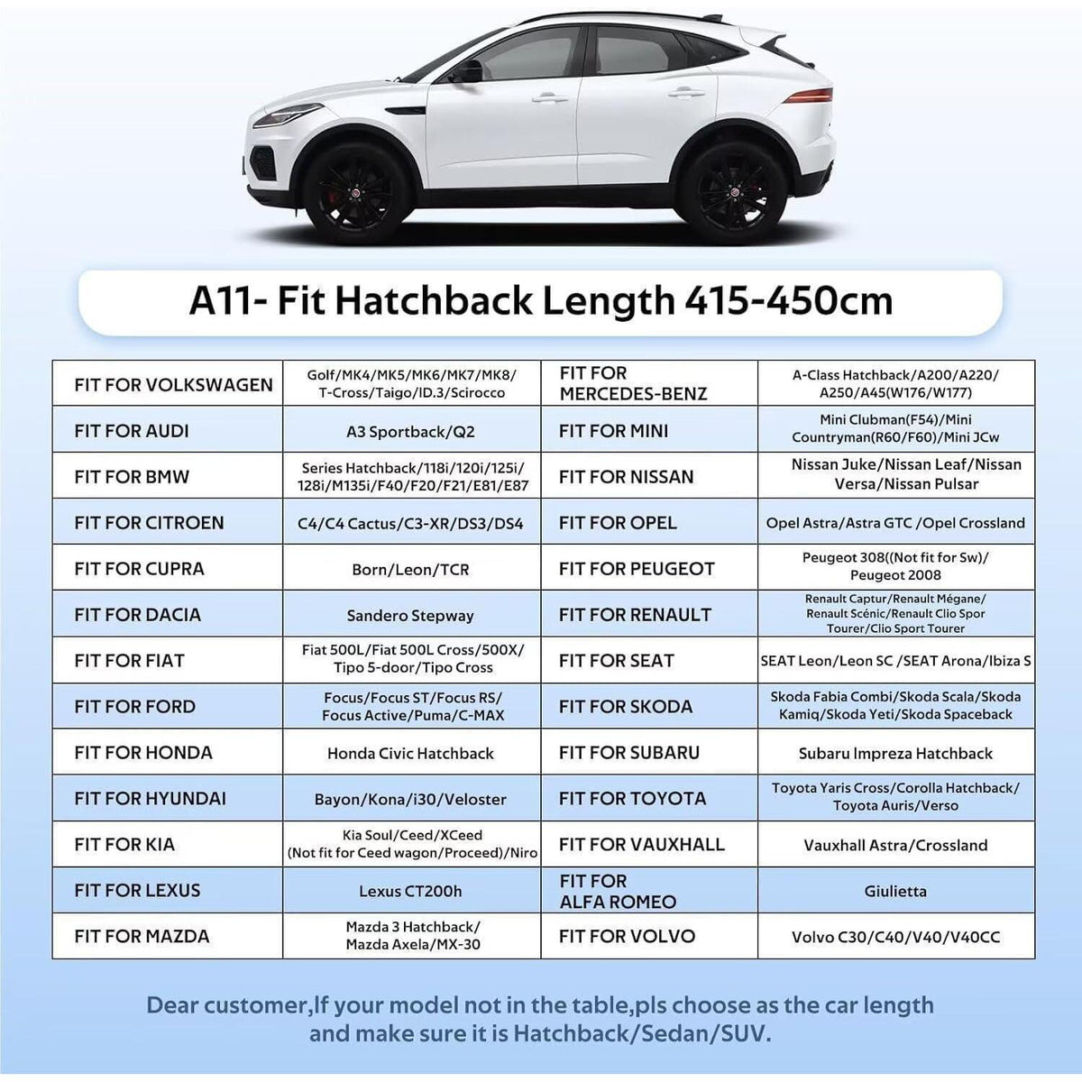 Autoabdeckung Schrägheck Wasserdicht & Atmungsaktiv – Grau Blau 415-450cm
