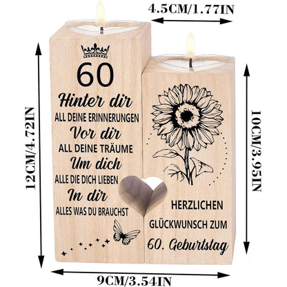 Kerzenständer 60. Geburtstag Frau Holz Teelichthalter