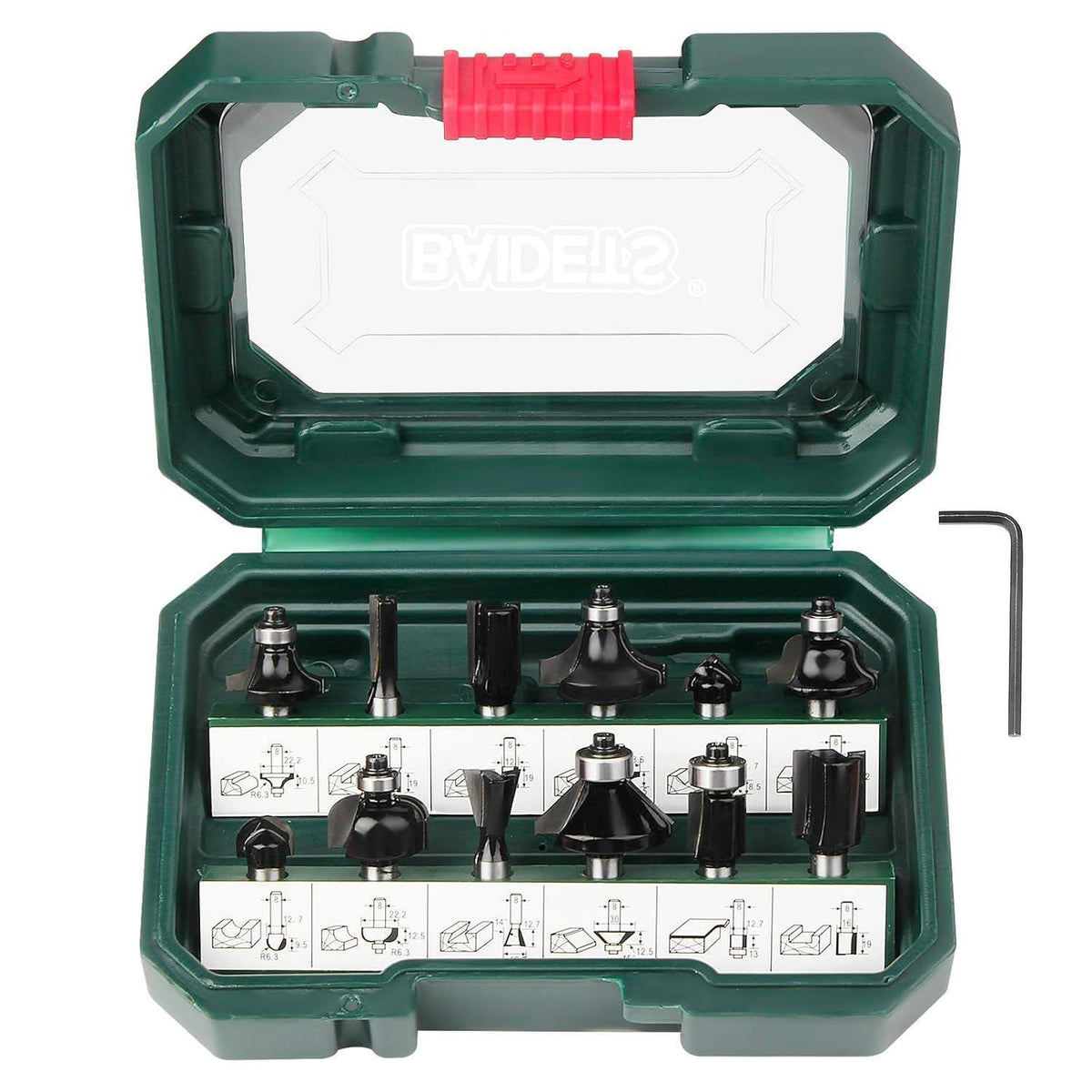 12tlg. Fräser Set für Holz mit 8mm Schaft & Aufbewahrungsbox