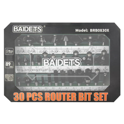 30tlg. Fräser Set für Holz mit 8mm Schaft und Aufbewahrungsbox