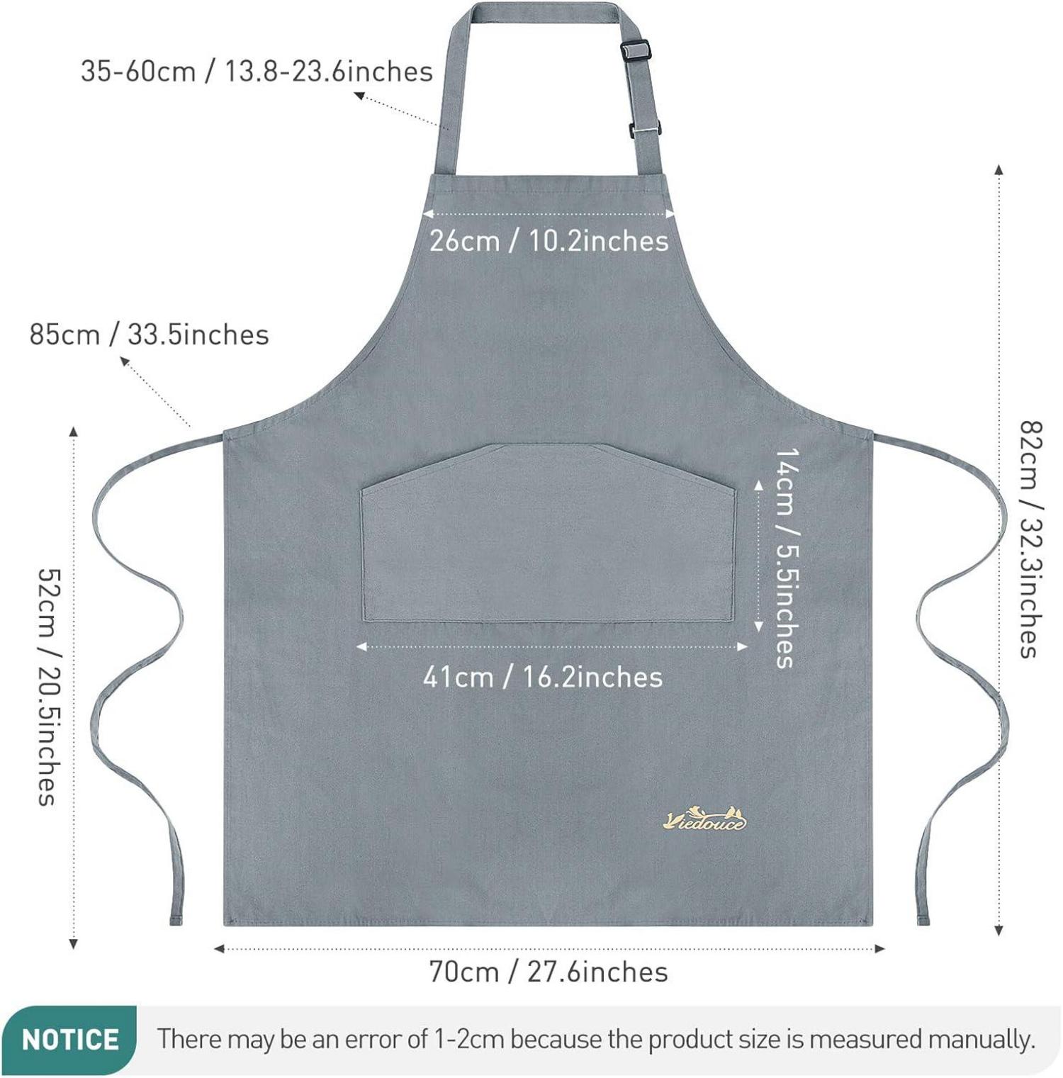 Küchenschürzen Set wasserdicht verstellbar Taschen grau Baumwolle