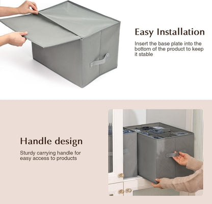 Kleiderschrank Organizer 9 Zellen Aufbewahrungsbox für Kleidung, Hellgrau - 2