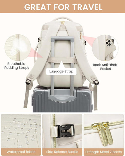 Reiserucksack Damen 40L Handgepäck Laptop Rucksack Wasserdicht Travel Backpack