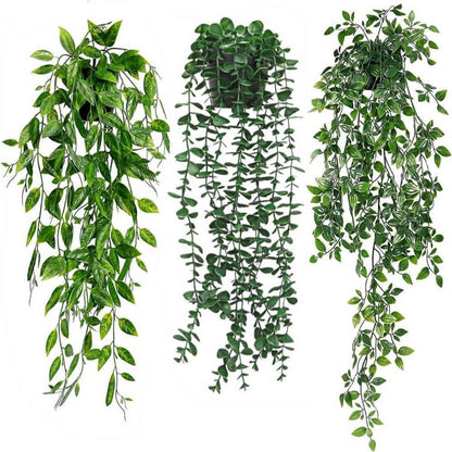 Künstliche Hängepflanzen Eukalyptus Deko 3er Set