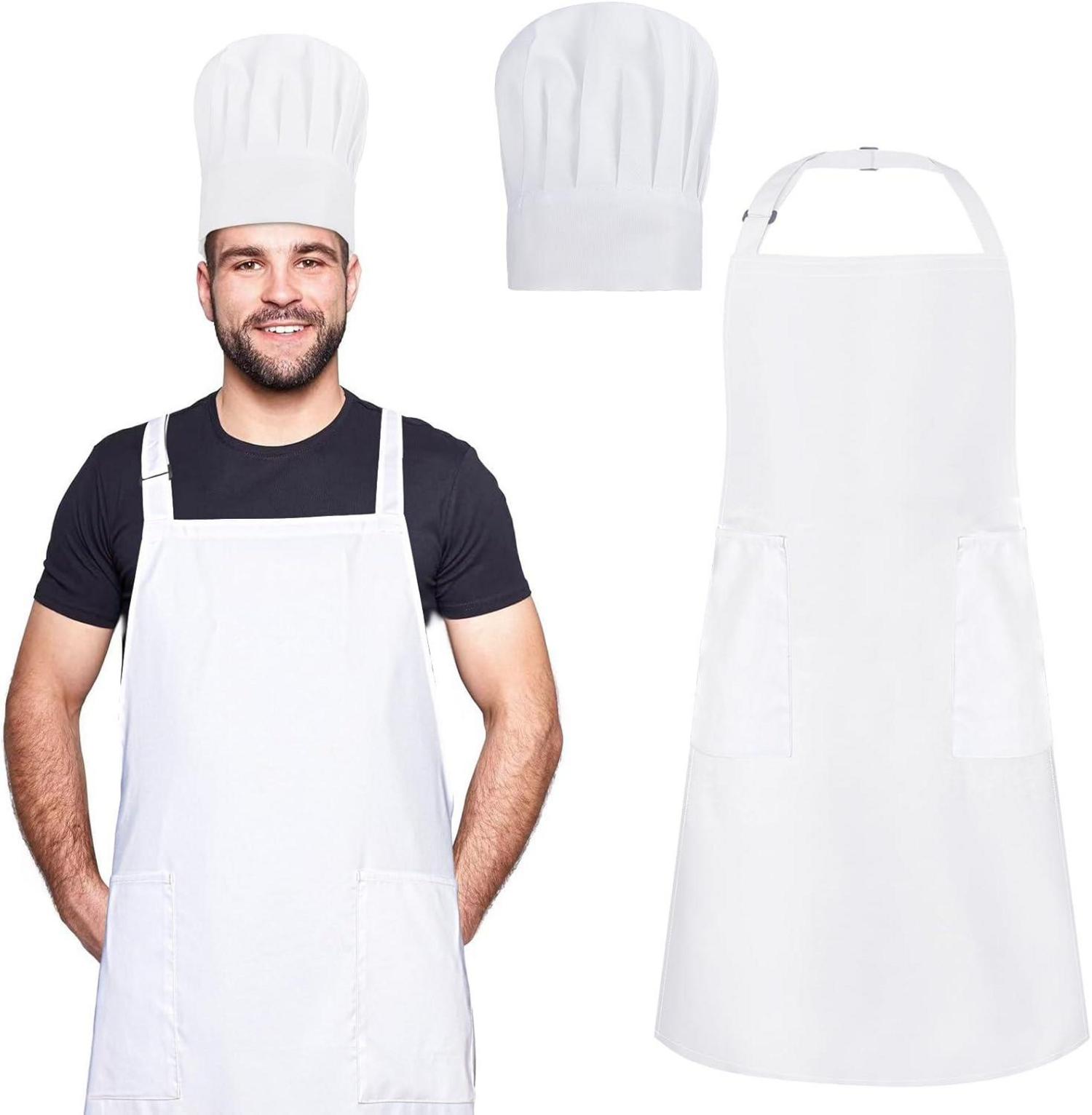 Kochschürze und Kochmütze Set mit Taschen, wasserdicht, verstellbar