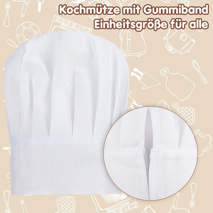 Kochschürze und Kochmütze-Set mit verstellbarer Schürze und elastischer Mütze