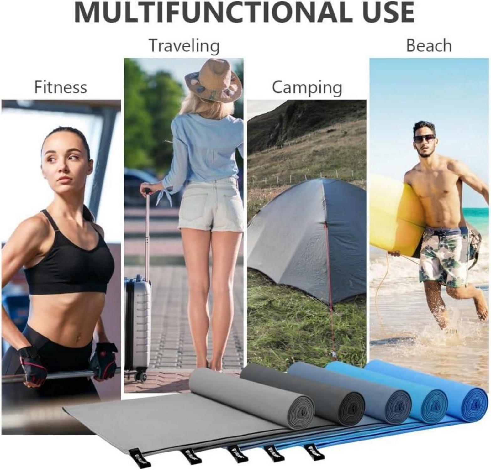 flintronic Mikrofaser Handtuch 200x100cm Schnelltrocknend Sporthandtuch Strandhandtuch Himmelblau