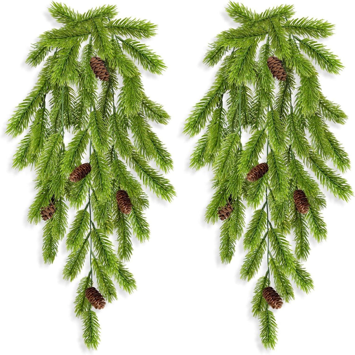 2er Set Künstliche Tannenzweige 74cm Weihnachtsdeko Grün