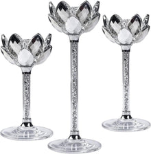 Kristall Lotusblume Kerzenständer Set - Silberne