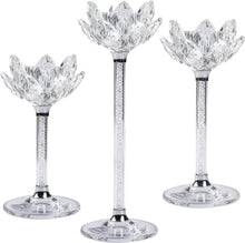 Kristall Lotusblume Kerzenständer Set 3 Silber