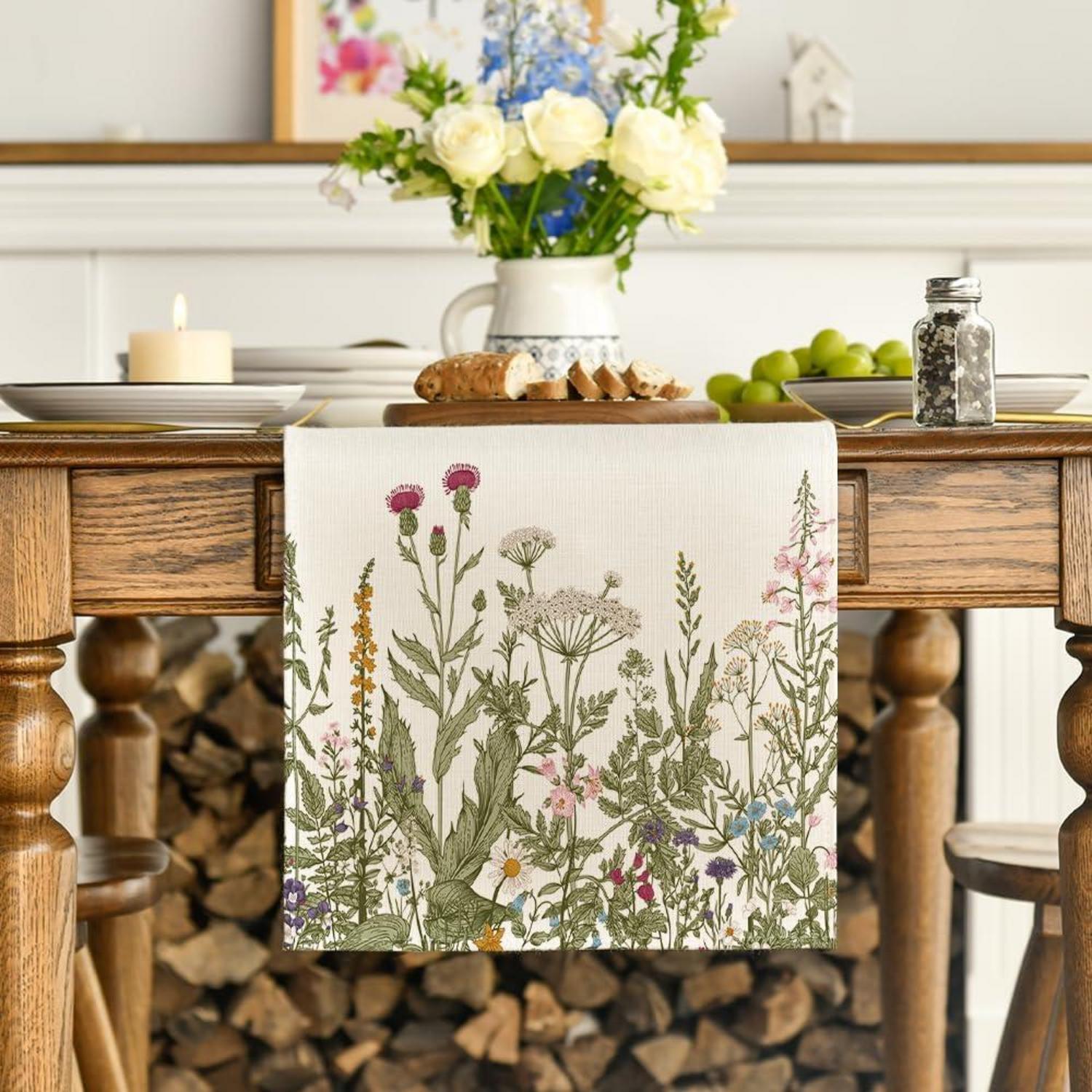 Artoid Mode Antike Kräuter & Wilde Blumen Herbst Tischläufer