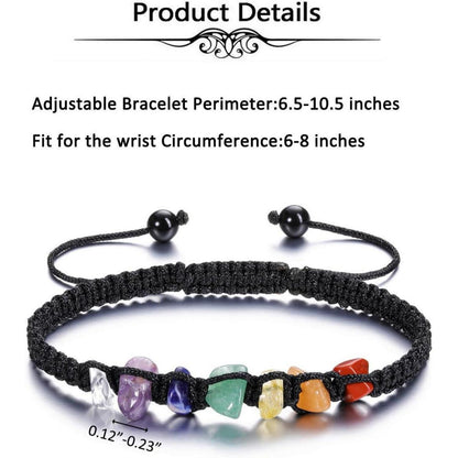 7 Chakra Armband mit Schmucksteinen, verstellbar für Damen und Herren