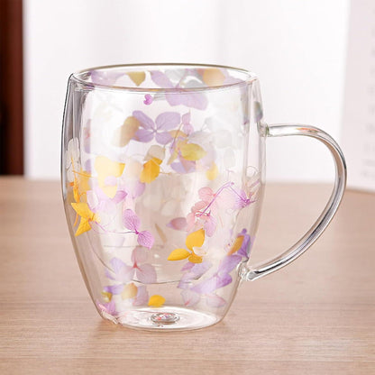 Doppelwand Glas Kaffeetasse Blume Teetasse Isoliert Hitzebeständig Geschenk