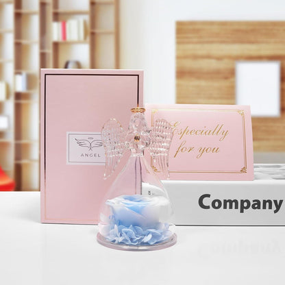 Engel Ewige Rose Figur Geschenkbox Weiß Blau Mutter