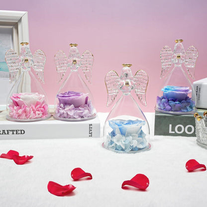 Engel Ewige Rose Figur Geschenkbox Weiß Blau Mutter