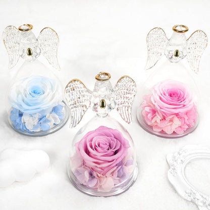 Engel Ewige Rose Figur Geschenkbox Weiß Blau Mutter