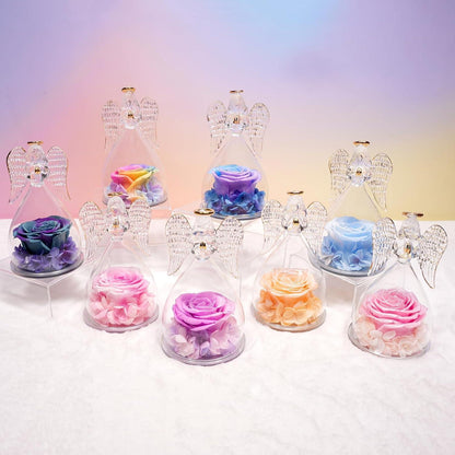 Engel Ewige Rose Figur Geschenkbox Weiß Blau Mutter