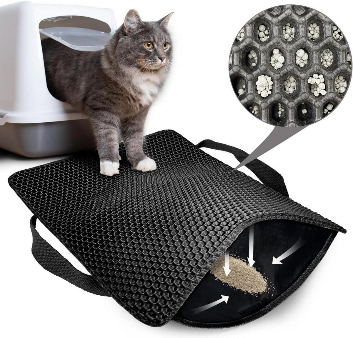 Katzenklo Matte 61x38cm Honeycomb Double Layer Schwarz