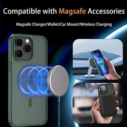 Magnetische iPhone 15 Plus Hülle MagSafe Mattgrün Stoßfest