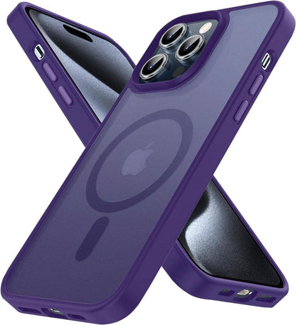 Magnetische Schutzhülle für iPhone 15 Pro Max MagSafe Stoßfest Lila