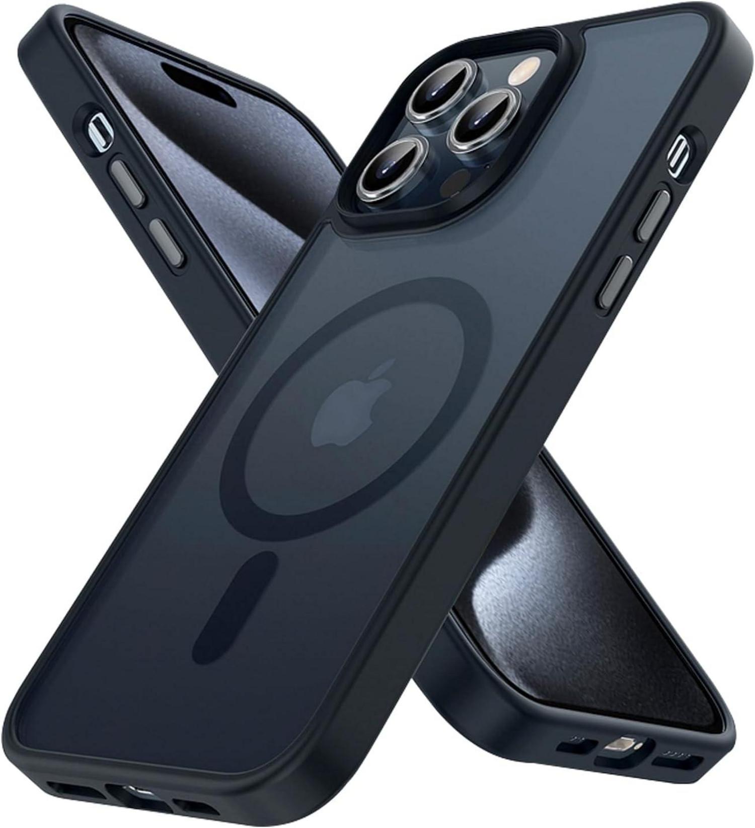 Magnetische iPhone 15 Pro Hülle MagSafe Schutz Schwarz