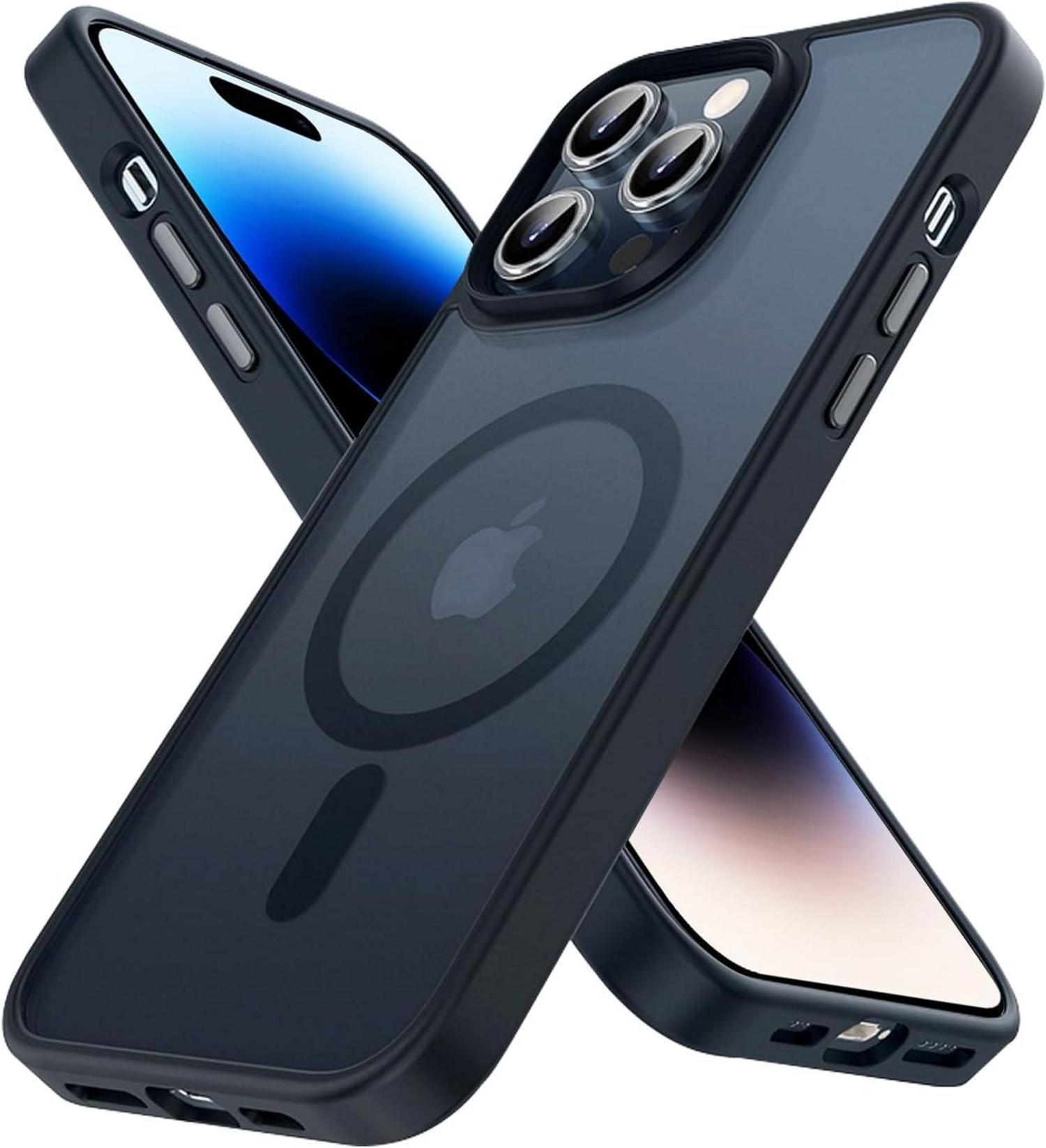 iPhone 14 Pro Magnetische Hülle MagSafe Militärischer Schutz Schwarz