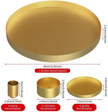 Adventskranz Kerzentablett Metall Kerzenhalter Set Gold 30cm