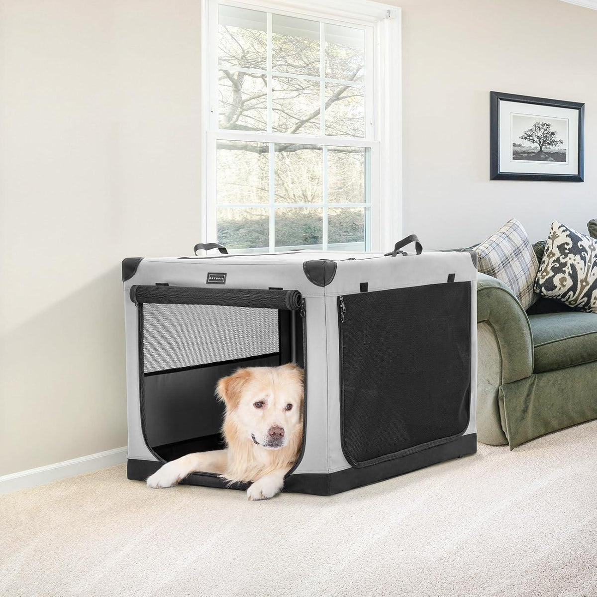 Faltbare Hundebox grau XL – Sicher & Komfortabel für Reisen