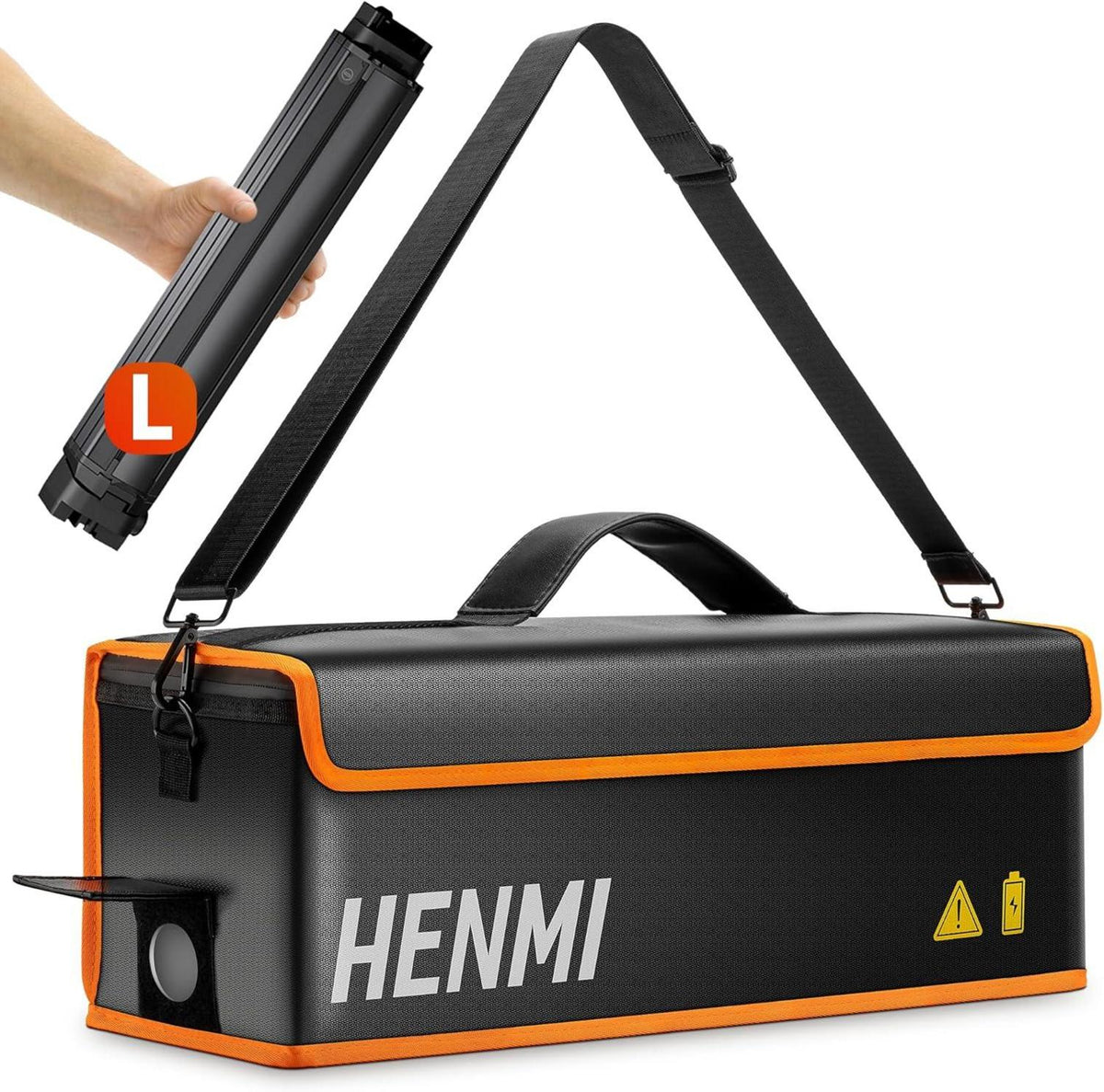Ebike Akku Tasche Feuerfest mit Metallschnalle 49x15x15cm
