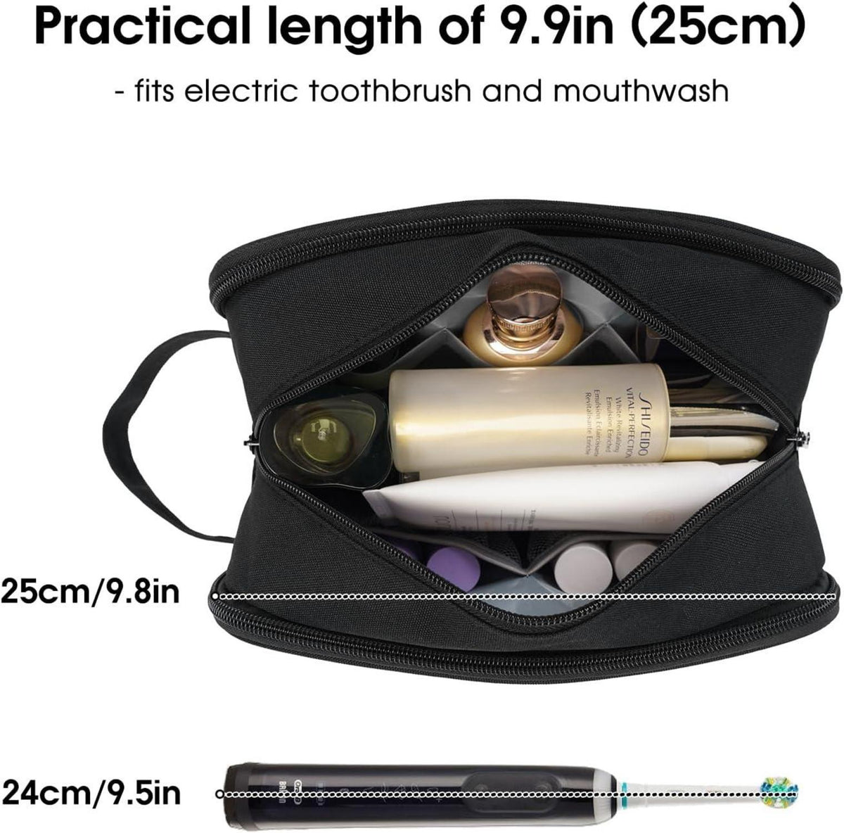 Narwey Großer Reise Kulturbeutel Damen Herren Make Up Tasche Schwarz