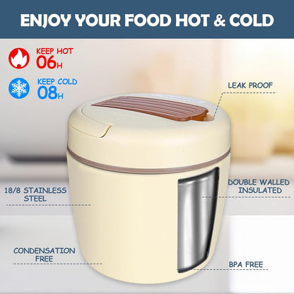 CTDMJ Thermobehälter 1200ml Edelstahl Vakuum Warmhalte Schüssel