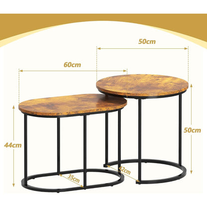 Modernes Satztisch Set 2er - Wohnzimmer Beistelltisch Rund
