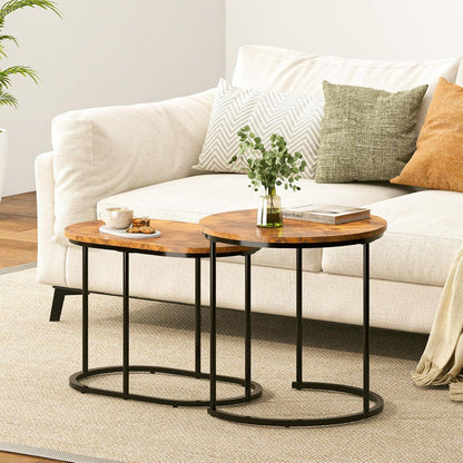 Modernes Satztisch Set 2er - Wohnzimmer Beistelltisch Rund