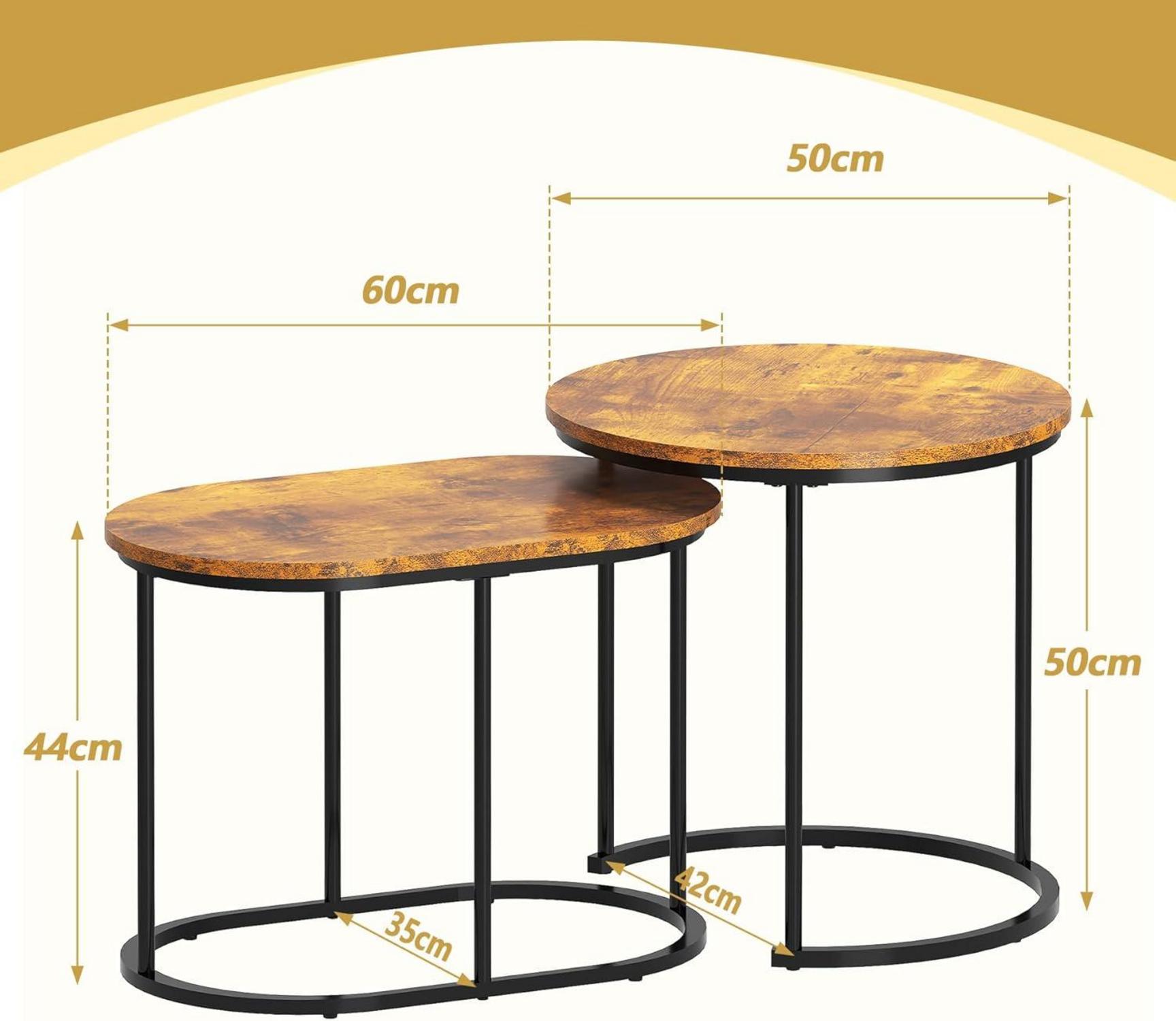 Modernes Satztisch Set 2er - Wohnzimmer Beistelltisch Rund