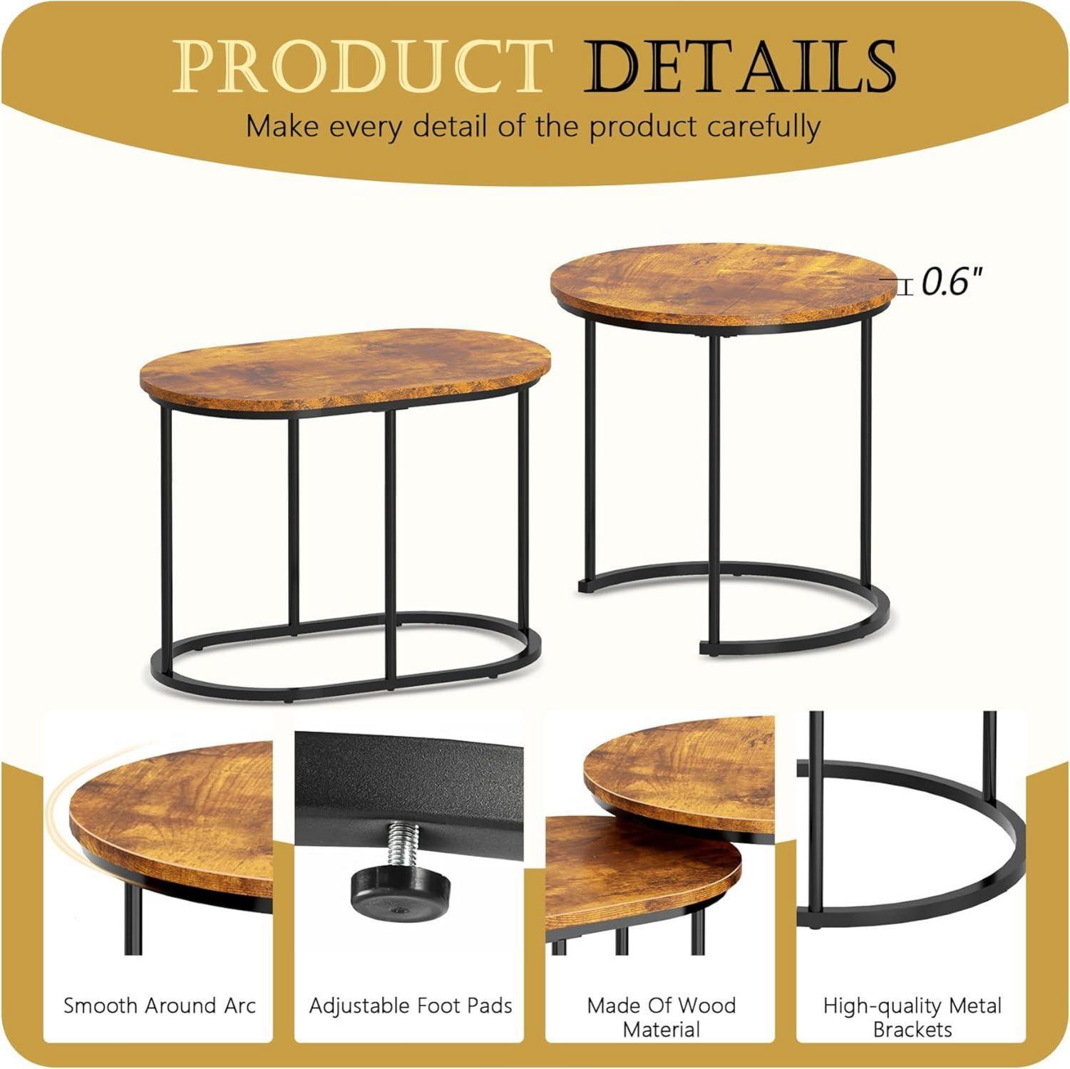 Satztisch Set 2er für Wohnzimmer: Beistelltisch Couchtisch Platzsparendes Design