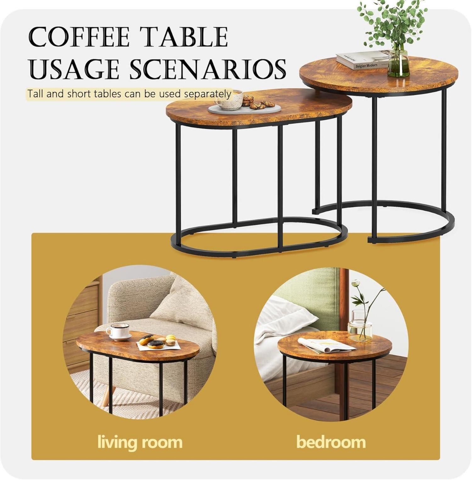 Satztische 2er Set Wohnzimmer Beistelltisch Metallgestell Mini Tische
