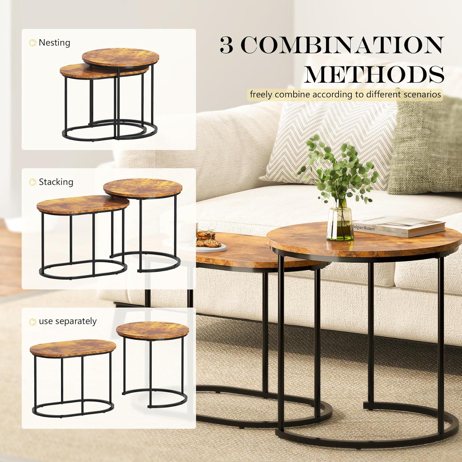 Satztische 2er Set Beistelltisch Wohnzimmer Couchtisch Metallgestell