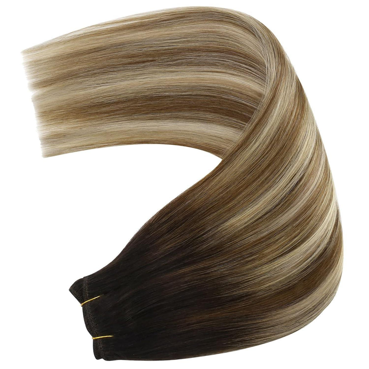 Echthaar Tressen Balayage Braun Blond 40cm Weft Extensions