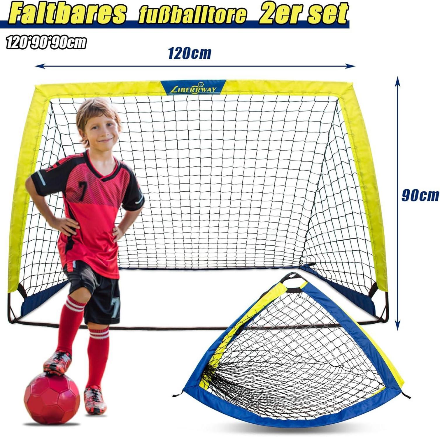 Faltbare Fußballtore 2er Set mit 6 Hütchen und Tasche