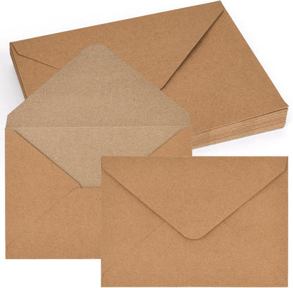 50 Stück Kraftpapier Briefumschläge Vintage Design 17,6 x 12,5 cm