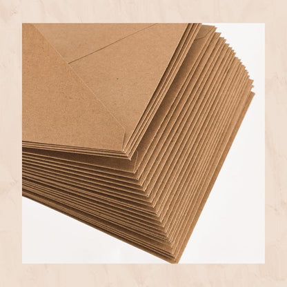 50 Stück Kraftpapier Briefumschläge Vintage Design 17,6 x 12,5 cm