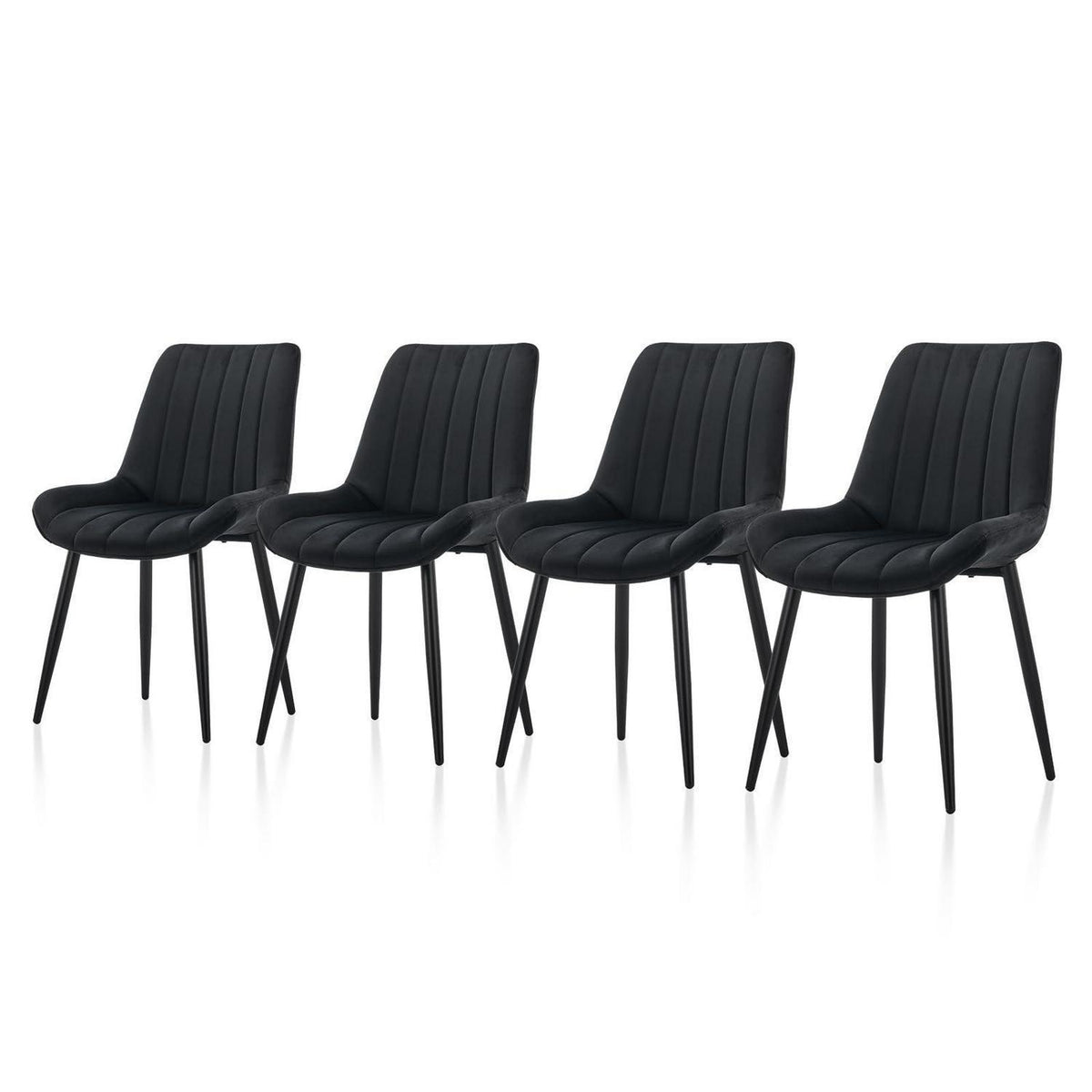 Samt Esszimmerstühle 4er Set – Moderne Sessel Schwarz