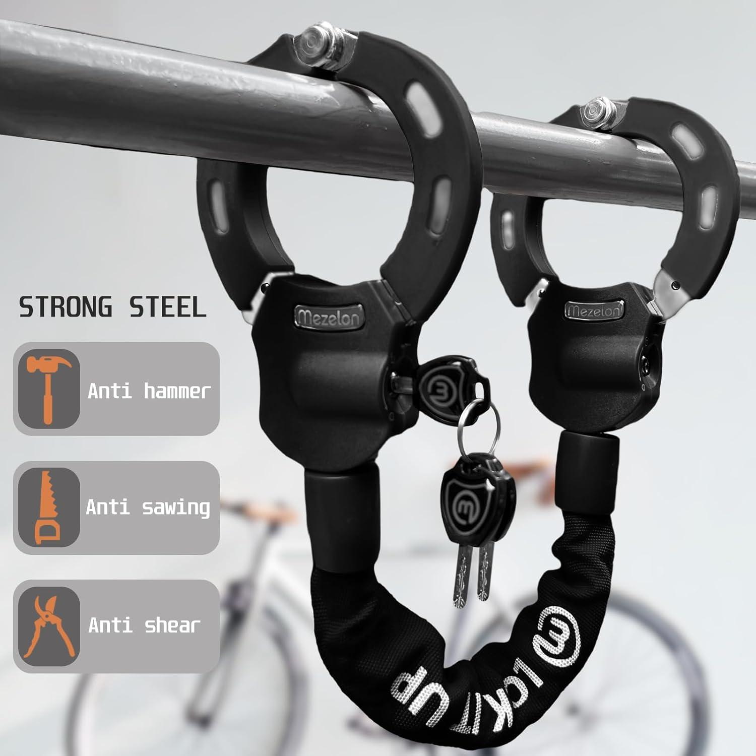 Mezelon E Scooter Schloss | 8mm Kette Handschellenschloss für Elektroscooter