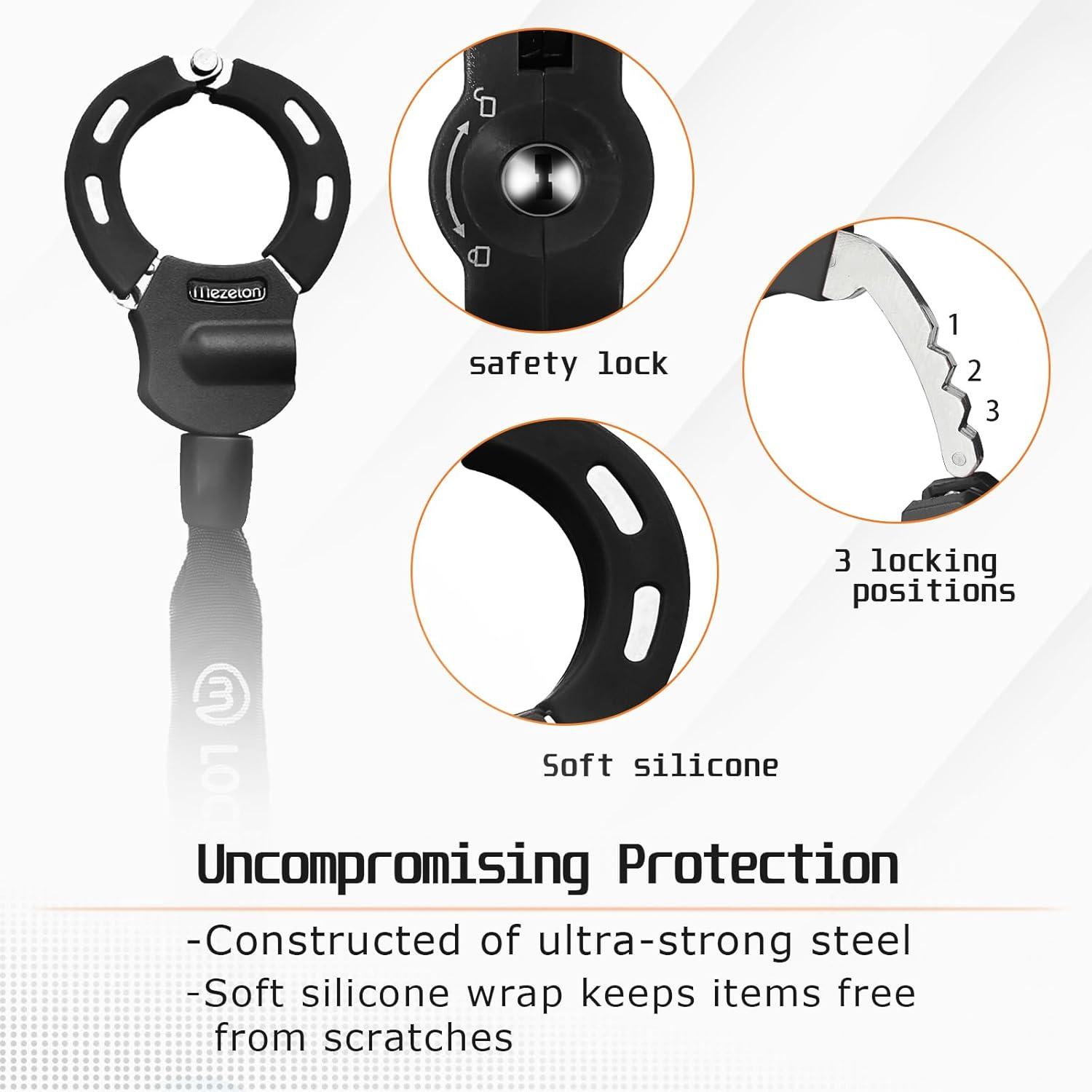 E Scooter Schloss mit 8mm Kette und Aufbewahrungstasche