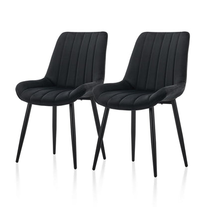 Samt Esszimmerstühle 2er Set – Moderne Sessel Schwarz